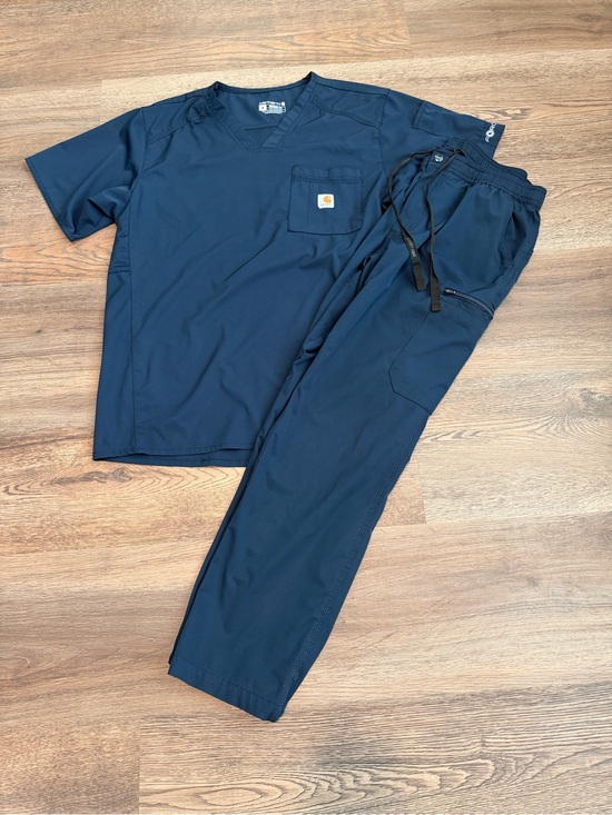 Carhartt Other - Carhartt Force Scrub Top & Pants Matching Set Navy Blue Medical Workwear Medium